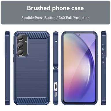 SKALO Samsung A55 5G Armor Carbon Iskunkestävä TPU suojakuori - Sininen