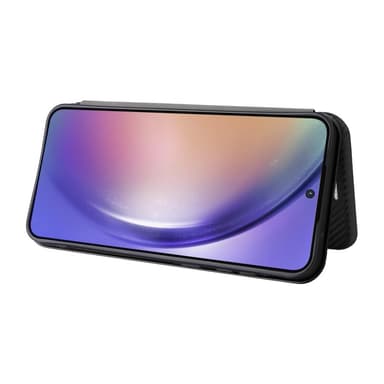SKALO Samsung A55 5G Carbon Fiber Lompakkokotelo - Musta