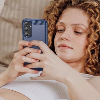 SKALO Samsung A55 5G Armor Carbon Iskunkestävä TPU suojakuori - Sininen