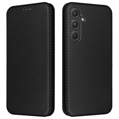 SKALO Samsung A55 5G Carbon Fiber Lompakkokotelo - Musta
