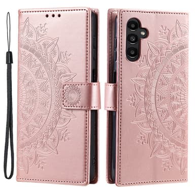 SKALO Samsung A35 5G Mandala lompakkokotelo - Ruusukulta