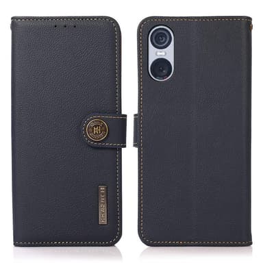 Lompakkokotelo 3-kortti nahkaa RFID Sony Xperia 10 VI - Sininen