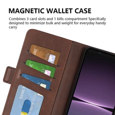 SKALO Sony Xperia 1 V Premium Wallet Lompakkokotelo - Musta