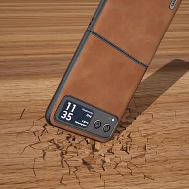 SKALO Motorola Razr 40 5G ABEEL PU Nahka Fold Suojakuori - Ruskea