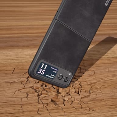 SKALO Motorola Razr 40 5G ABEEL PU Nahka Fold Suojakuori - Musta