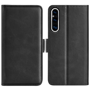 SKALO Sony Xperia 1 V Premium Wallet Lompakkokotelo - Musta