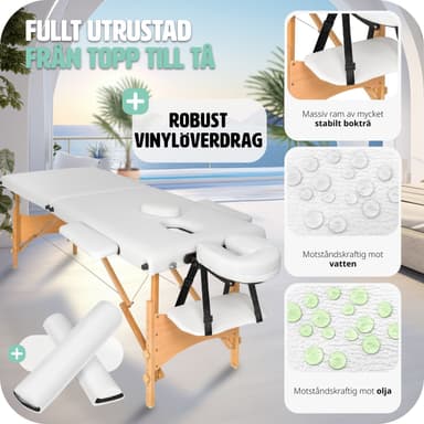 Hierontapöydän setti Freddie | Pääntuki, käsinojat, kasvotyyny & bolsterityynyt - valkoinen