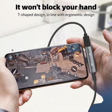 USB-C - 3,5 mm sovitin kuulokkeille ja lataukseen Musta
