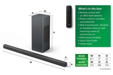 Philips TAB6309 Soundbar 2.1 (sisältää langattoman bassokaiuttimen)