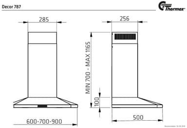 DECOR7877EXBL THERMEX HOOD 70CM WALL EXT BLACK
