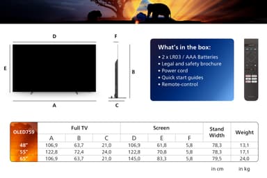 Philips 65" OLED759 4K OLED Ambilight televisio (2024)