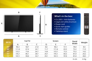 Philips 75" 75PUS8079 4K LED Ambilight älytelevisio (2024)
