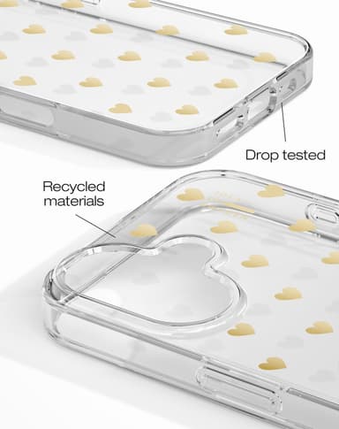Clear Case iPhone 16 Golden Hearts