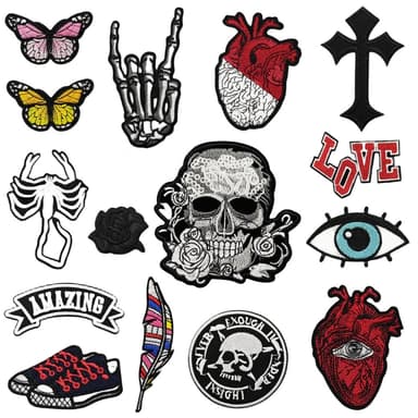 Silitä vaatteiden korjauslaastareita Punk-sarja