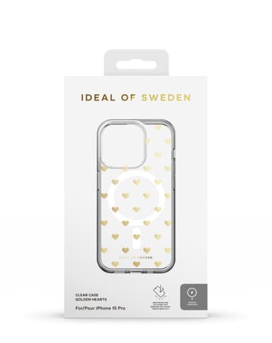 Clear Case MagSafe iPhone 15PR Golden Hearts
