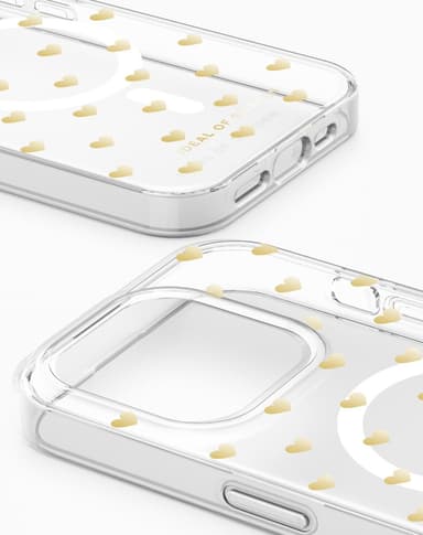 Clear Case MagSafe iPhone 15PR Golden Hearts