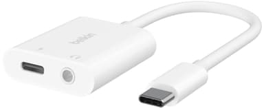 Belkin RockStar 3,5 mm Audio + USB-C lataussovitin (valkoinen)