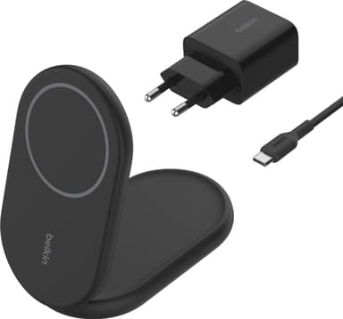 Belkin BoostCharge Qi2 magneettinen taitettava latausteline (musta)