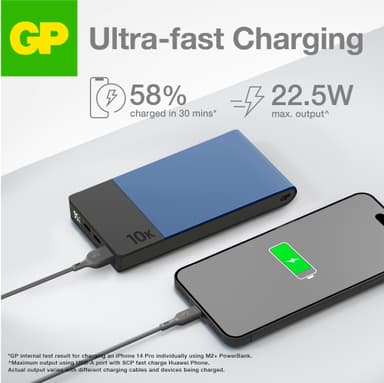GP M2+ 10,000 mAh varavirtalähde (sininen)