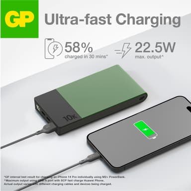 GP M2+ 10,000 mAh varavirtalähde (vihreä)
