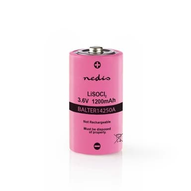 Nedis Litium Tionyylikloridi Paristo ER14250 | 3.6 V DC | Litium Tionyylikloridi | 1200 mAh | 1 - Läpipainopakkaus | ER14250 | Juotoslanka | Pinkki