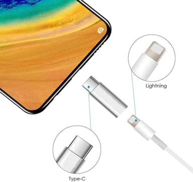 NÖRDIC USBC C uros–Lightning na (ei MFI) -sovitin, hopea