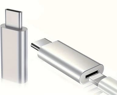 NÖRDIC USBC C uros–Lightning na (ei MFI) -sovitin, hopea