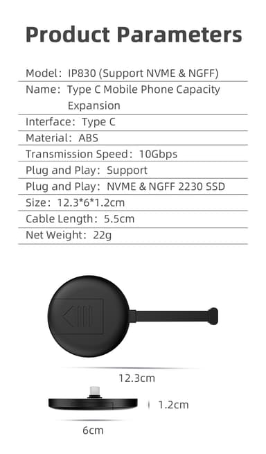 NÖRDIC magneettinen NVMe/SATA 2230 SSD ulkoinen kotelo USB-C 10Gbps