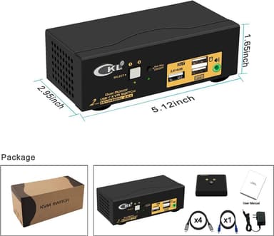 NÖRDIC KVM -kytkin 2–2 USB-C–HDMI 4K 60 Hz, 3 x USB-A, 2 x 3,5 mm AUX