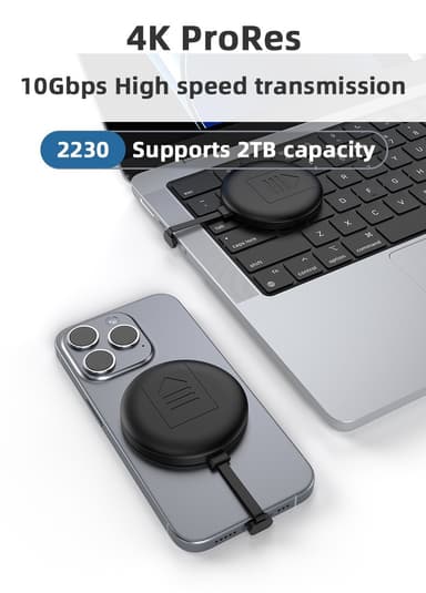 NÖRDIC magneettinen NVMe/SATA 2230 SSD ulkoinen kotelo USB-C 10Gbps