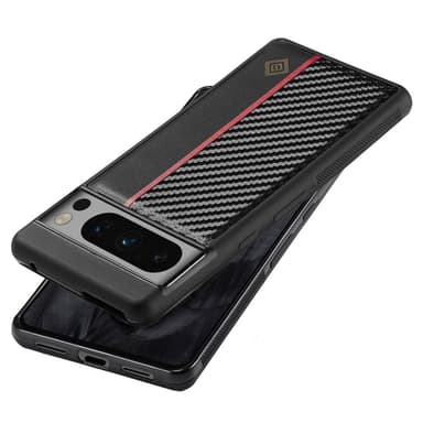 SKALO Google Pixel 8 Pro LC.IMEEKE Carbon Fiber PU-nahkakuori - Musta