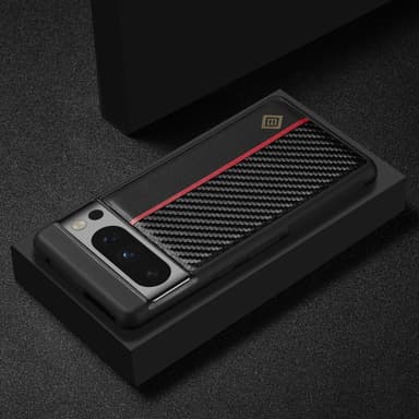SKALO Google Pixel 8 Pro LC.IMEEKE Carbon Fiber PU-nahkakuori - Musta