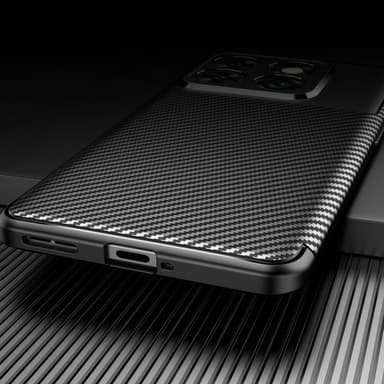 SKALO OnePlus 10T 5G Carbon Fiber TPU-suojakuori - Musta