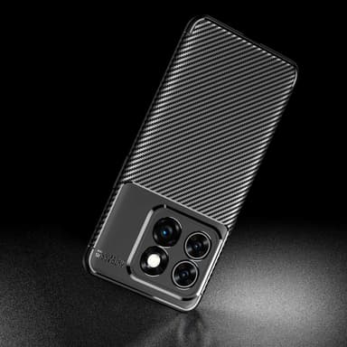 SKALO OnePlus 10T 5G Carbon Fiber TPU-suojakuori - Musta