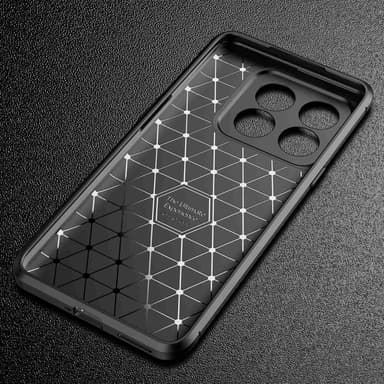 SKALO OnePlus 10T 5G Carbon Fiber TPU-suojakuori - Musta