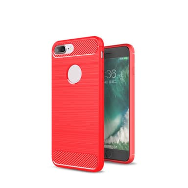SKALO iPhone 7/8 Plus Armor Carbon Iskunkestävä TPU suojakuori - Punainen