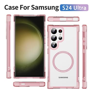 SKALO Samsung S24 Ultra Erittäin vahva magneettinen rengas Bumper TPU-kuori - Pinkki