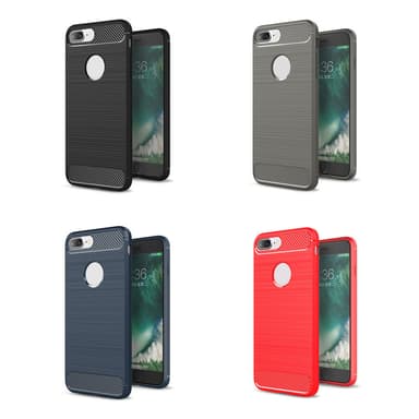 SKALO iPhone 7/8 Plus Armor Carbon Iskunkestävä TPU suojakuori - Punainen