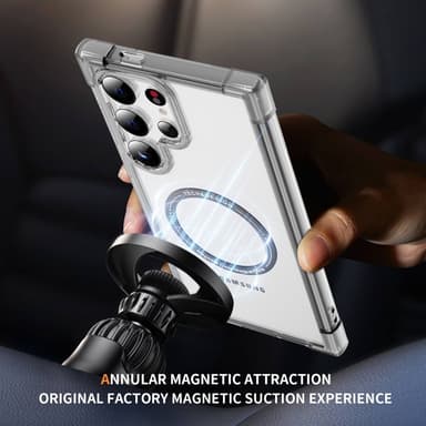 SKALO Samsung S24 Ultra Erittäin vahva magneettinen rengas Bumper TPU-kuori - Musta