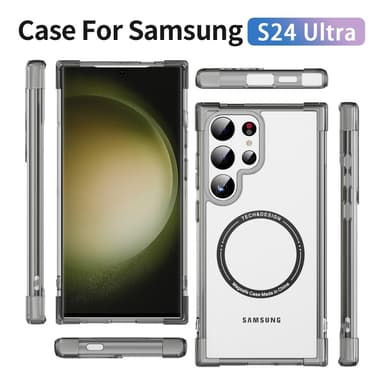 SKALO Samsung S24 Ultra Erittäin vahva magneettinen rengas Bumper TPU-kuori - Musta