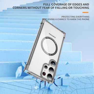 SKALO Samsung S24 Ultra Erittäin vahva magneettinen rengas Bumper TPU-kuori - Musta
