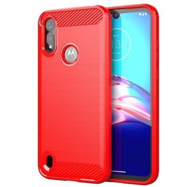 SKALO Motorola Moto E6i Armor Carbon Iskunkestävä TPU suojakuori - Punainen