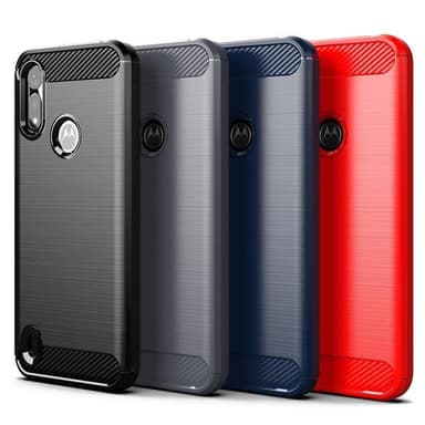 SKALO Motorola Moto E6i Armor Carbon Iskunkestävä TPU suojakuori - Punainen