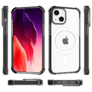 SKALO iPhone 15 Plus Erittäin vahva magneettinen rengas Bumper TPU-kuori - Musta