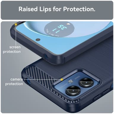SKALO Motorola Moto G14 Armor Carbon Iskunkestävä TPU suojakuori - Sininen