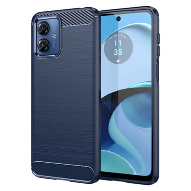 SKALO Motorola Moto G14 Armor Carbon Iskunkestävä TPU suojakuori - Sininen