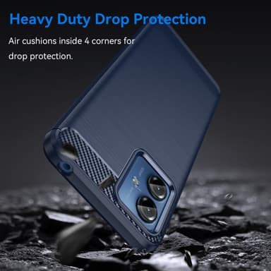 SKALO Motorola Moto G14 Armor Carbon Iskunkestävä TPU suojakuori - Sininen