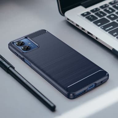 SKALO Motorola Moto G14 Armor Carbon Iskunkestävä TPU suojakuori - Sininen