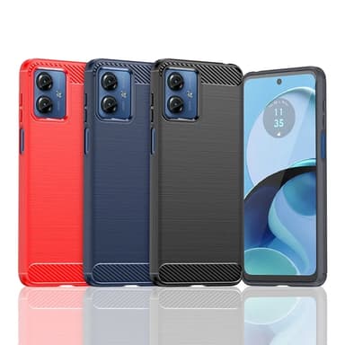 SKALO Motorola Moto G14 Armor Carbon Iskunkestävä TPU suojakuori - Sininen