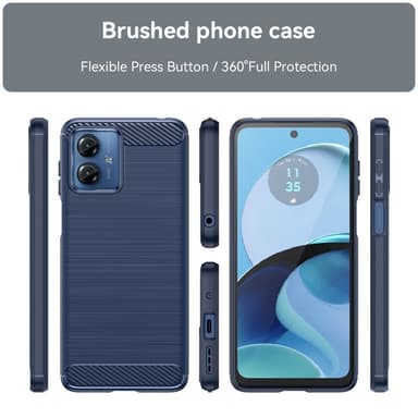 SKALO Motorola Moto G14 Armor Carbon Iskunkestävä TPU suojakuori - Sininen